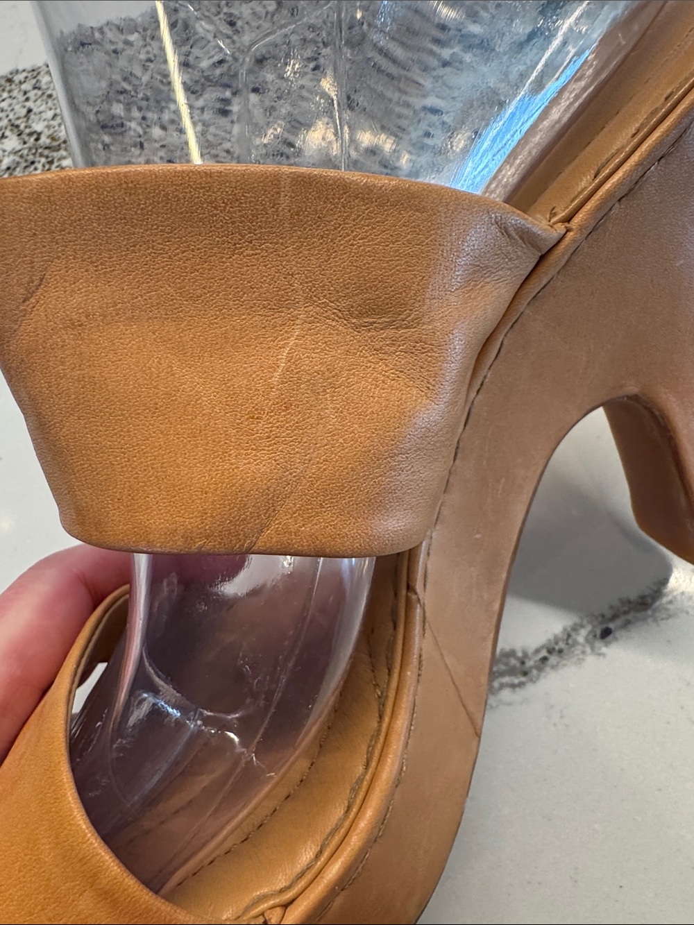 Born Tan Leather Platform Slide Heels Gently Worn Nice Leather Sz9 - Picture 7 of 16